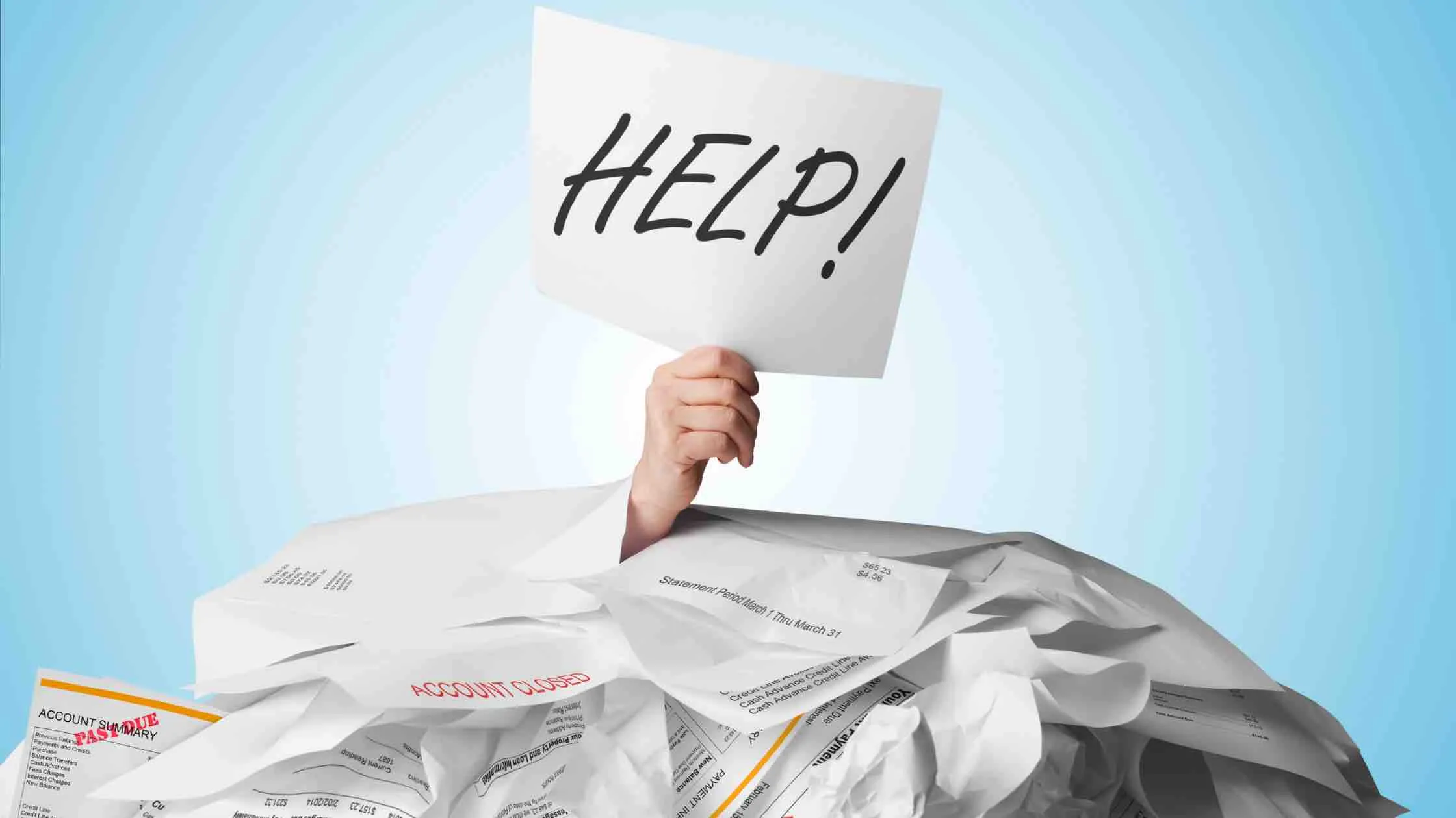 Holding up help sign